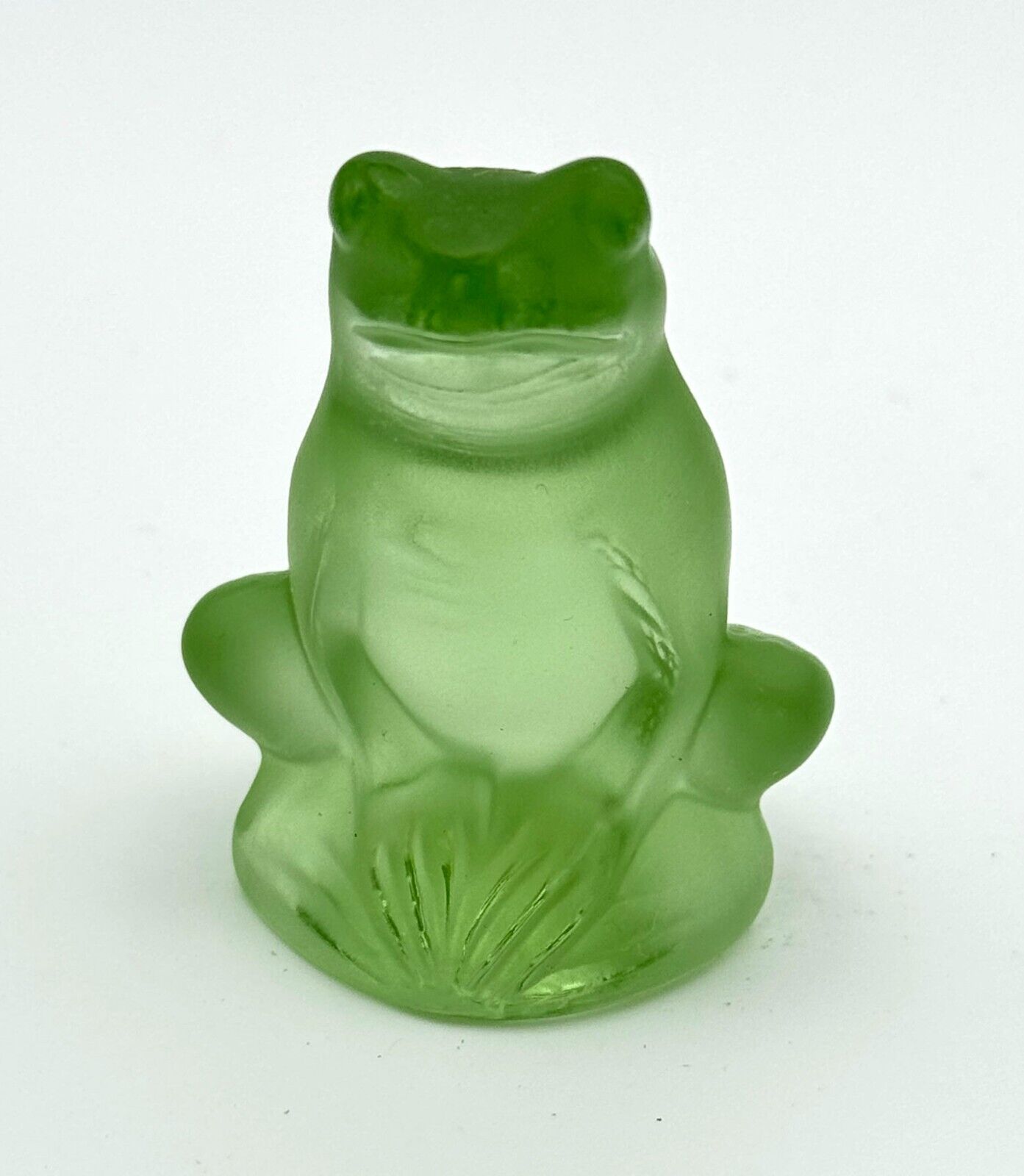 Vintage French Crystal Lalique Lime Green "Rainette Frog" Figurine 2" (InS)