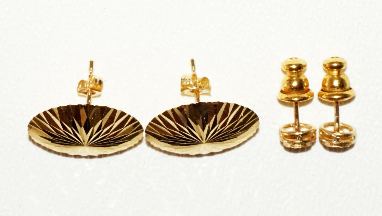 2x Pairs US 14K Yellow Gold Stud Earring Lot Mini & Umbrella Design (SaR) #72