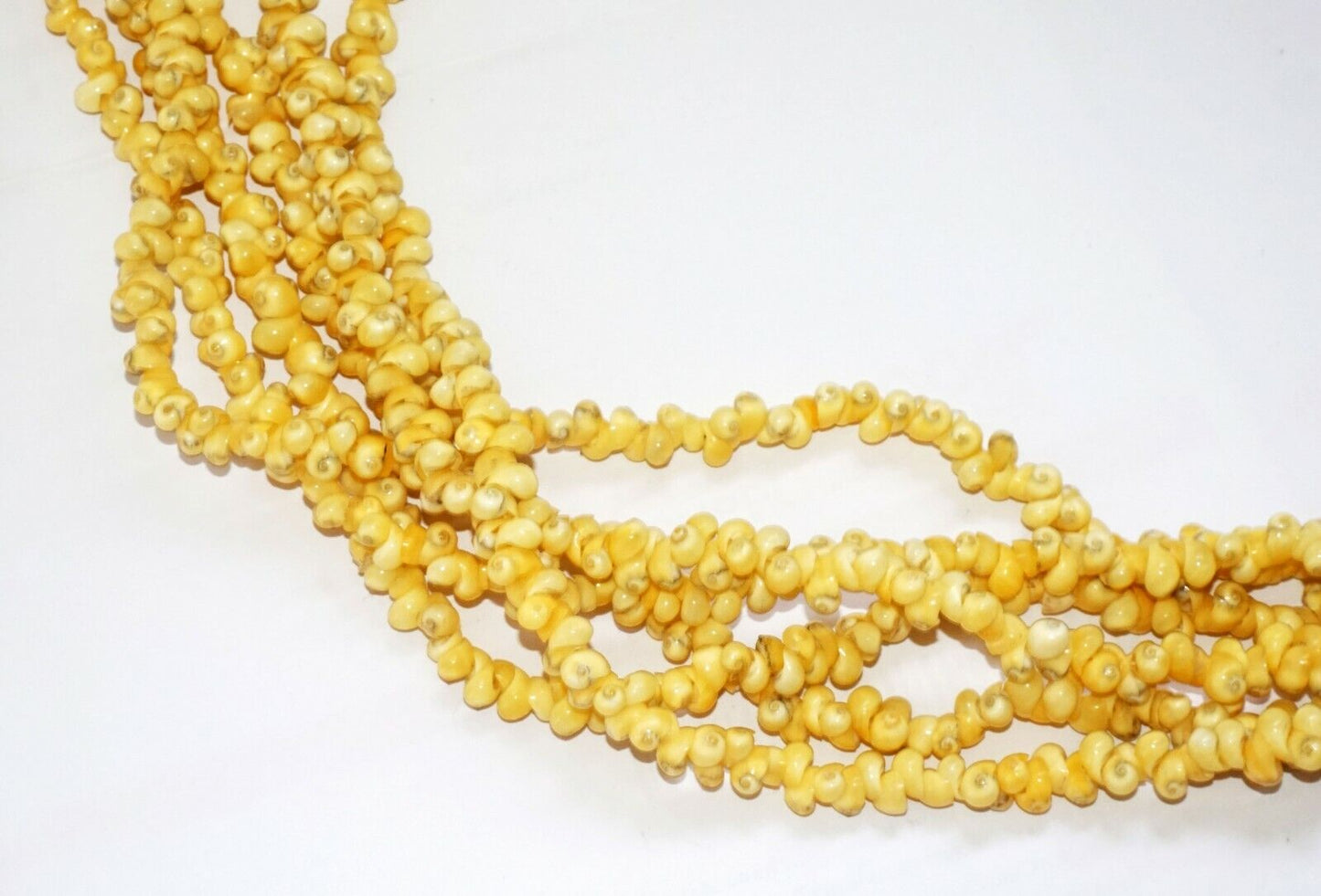 Vintage Pacific 6x Strand Yellow Mini Shell Lei Necklace w. Shell Clasp (CuM)