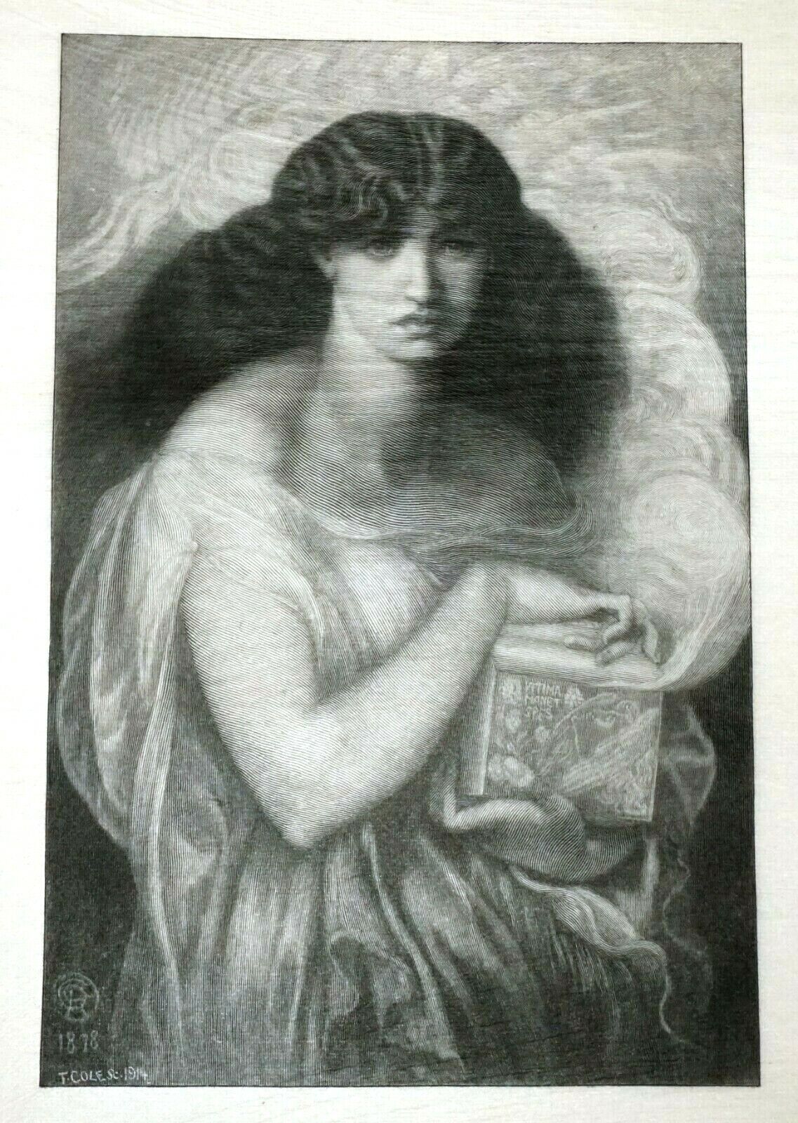 1914 UK Print "Pandora" by Timothy Cole after Dante Gabriel Rossetti (1878)(SaJ