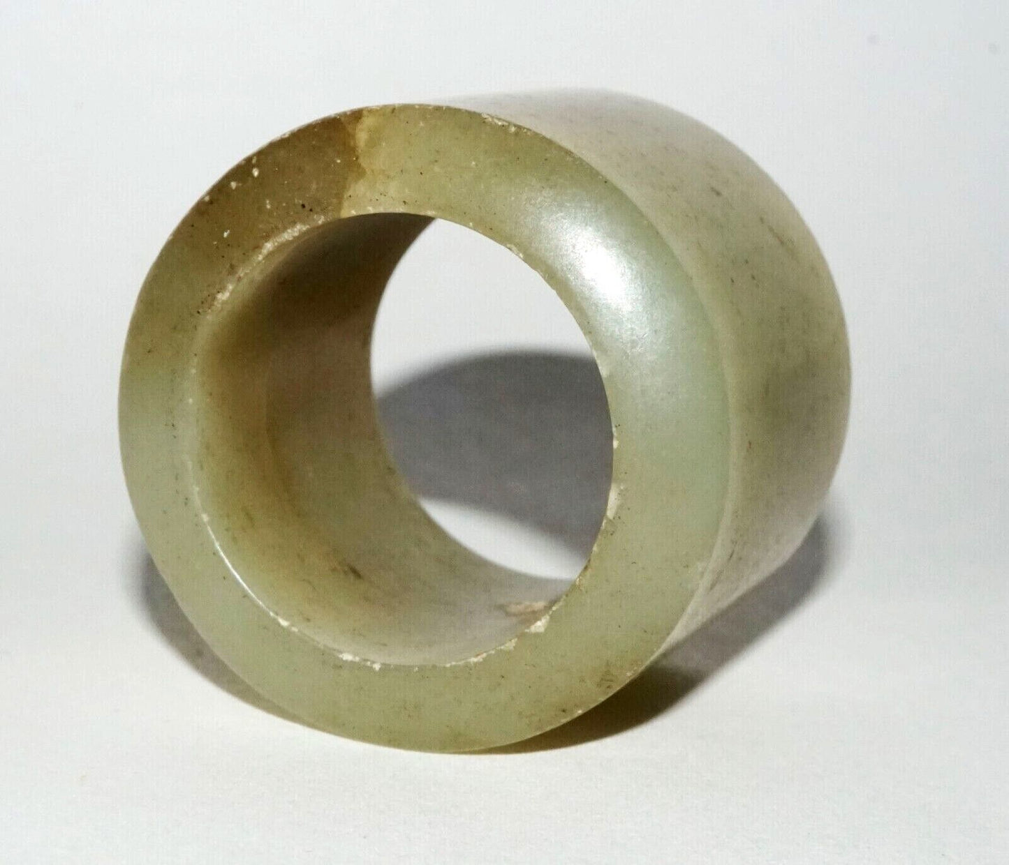 Antique Chinese Dark Celadon Green Nephrite Jade Archers Ring Sz.12 (LeS)R14