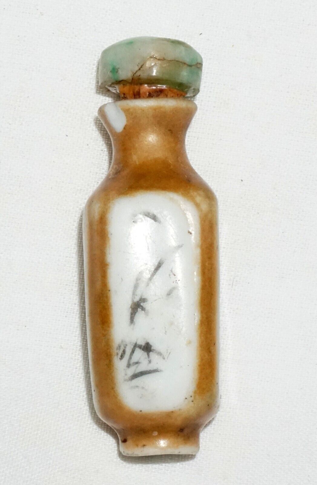 Antique Chinese Porcelain Snuff Bottle w. Heavily Worn Painted Motif (LLA) IC