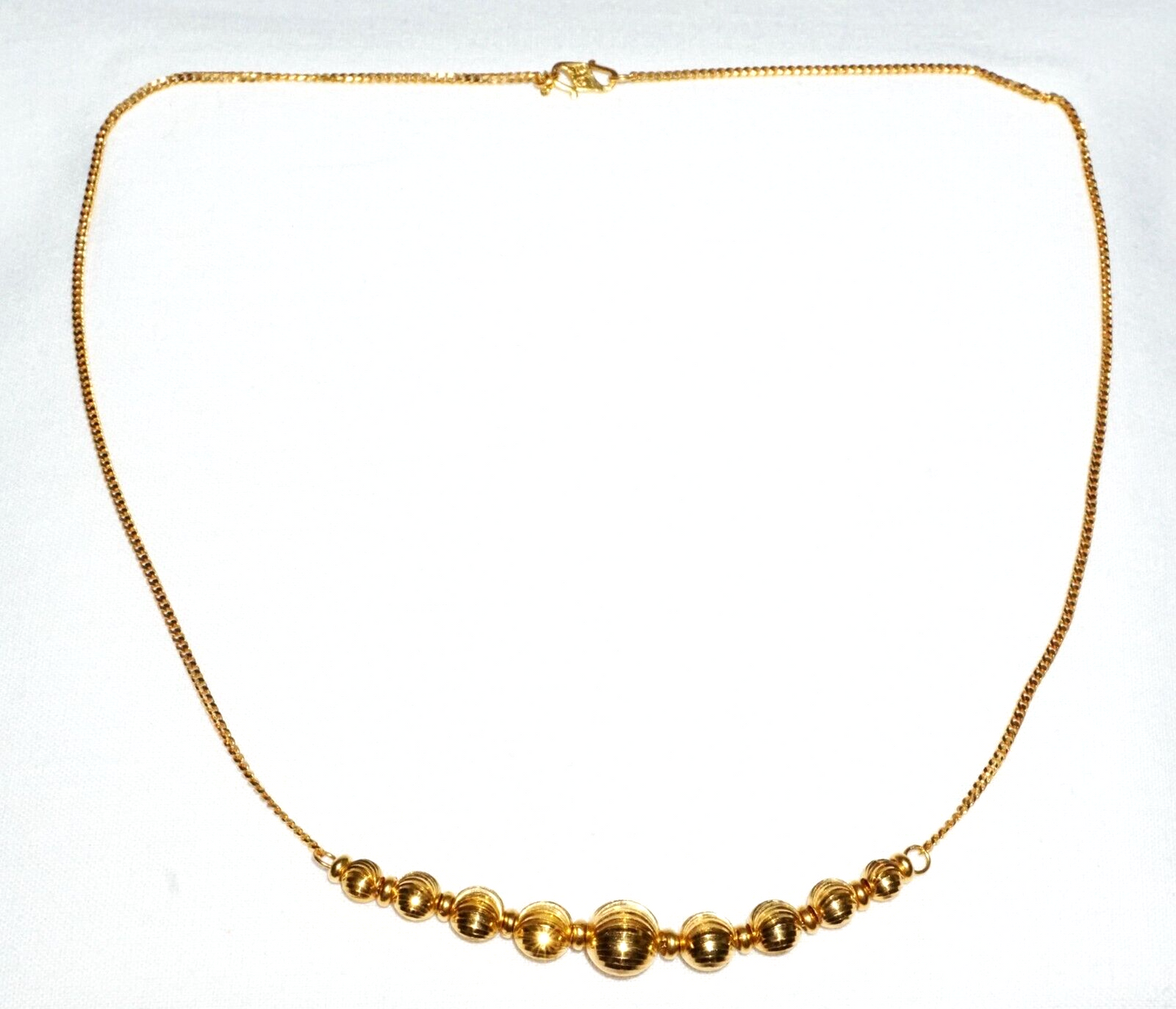 Vintage Chinese 22k Yellow Gold Necklace w. 9x Graduated Ball Accents (ChY)