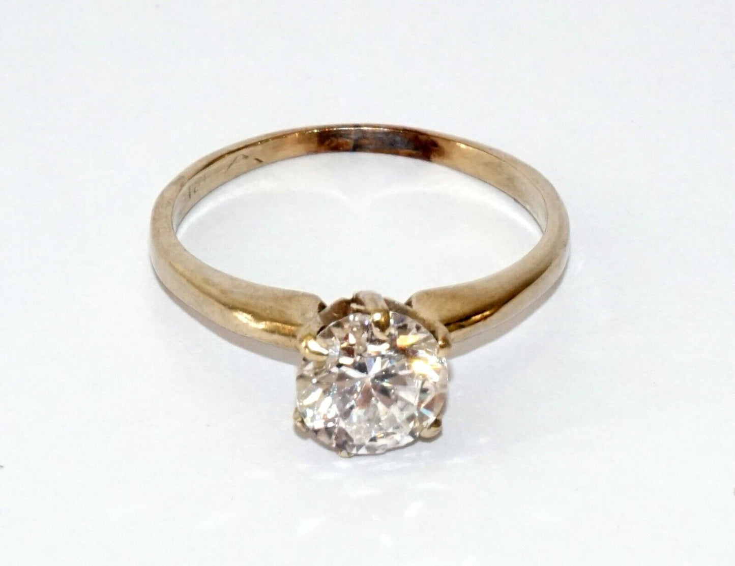 Vintage 14k White Gold Engagement Ring Sz.6.75 w. 1ct. Cubic Zirconia Accent (*)