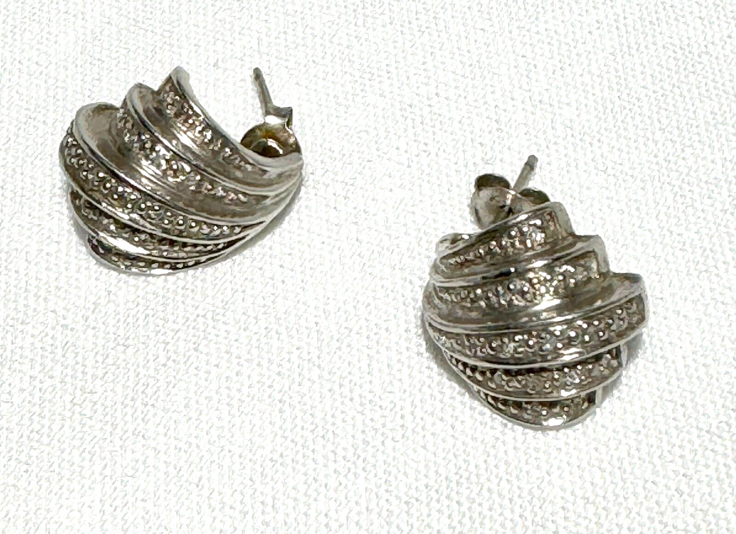 Vintage Thai Sterling Silver 925 Beaded Open Crescent Earrings (KiL)7