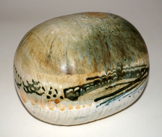 70s Hawaii Enclosed Pottery Form Sculpture w. Landscape by Charles Higa (StB)