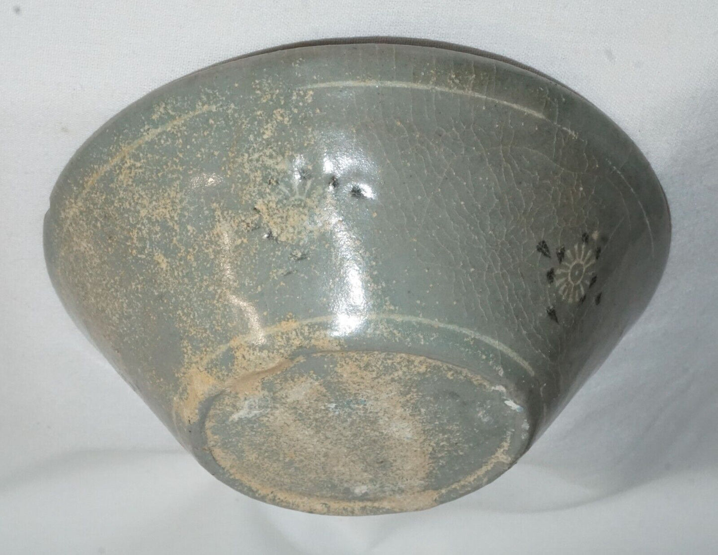 14C Korean Koryo Inlaid Pottery Bowl Celadon Glazed w. Floral Designs (JSt)1 IC