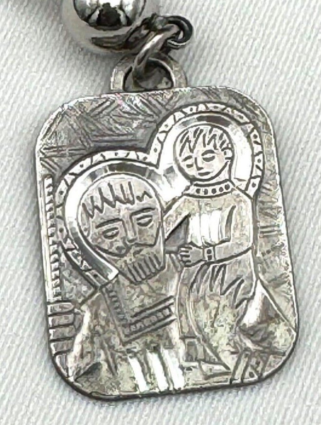 Vintage Sterling Silver St. Christopher Religious Pendant Key Chain (MiM)