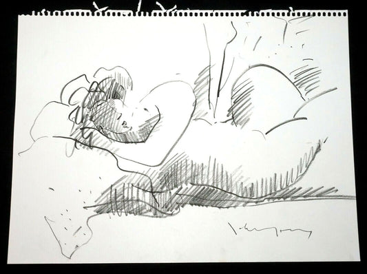 '90 Chinese Hawaii Drawing Reclining Nude by John Chin Young (1909-1997)(SaJ)38