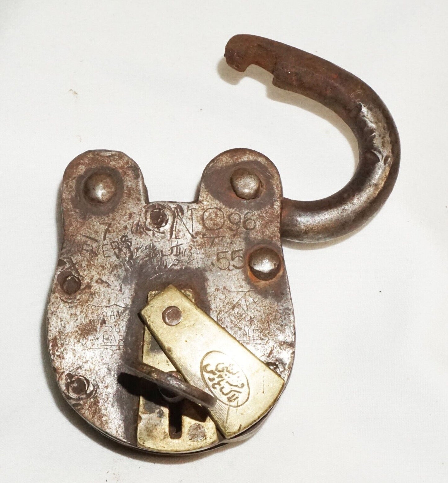 Antique Persian Brass Padlock with Key - working (ChT)