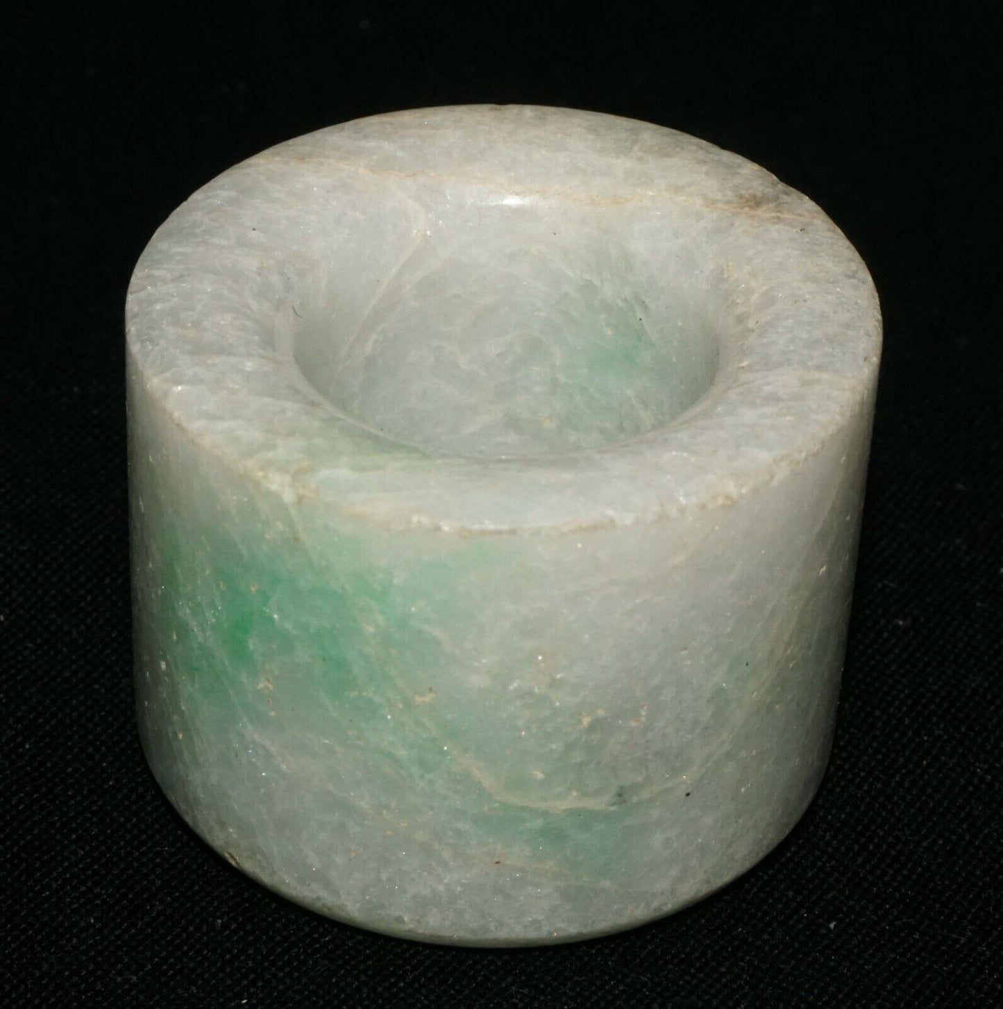 Vintage Chinese Jadeite Jade Archer Ring Sz.11 w. Green Markings (LeS)G2