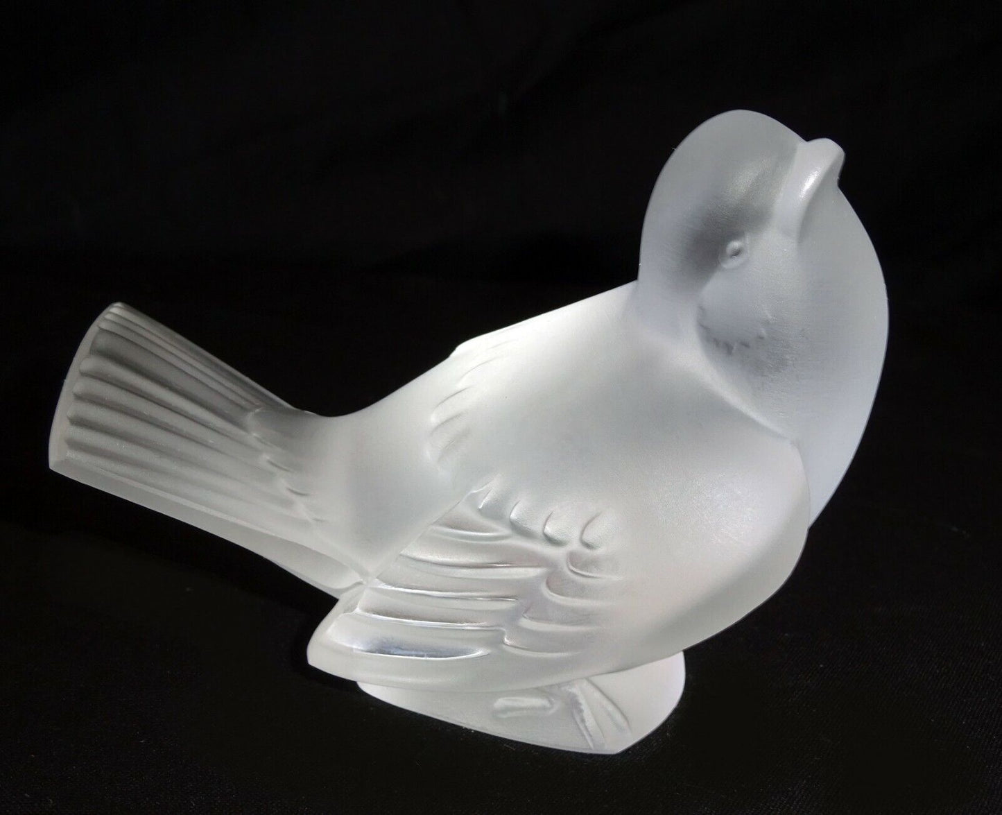 Vintage French Frosted Crystal Sparrow Bird Sculpture by Lalique (MeG)