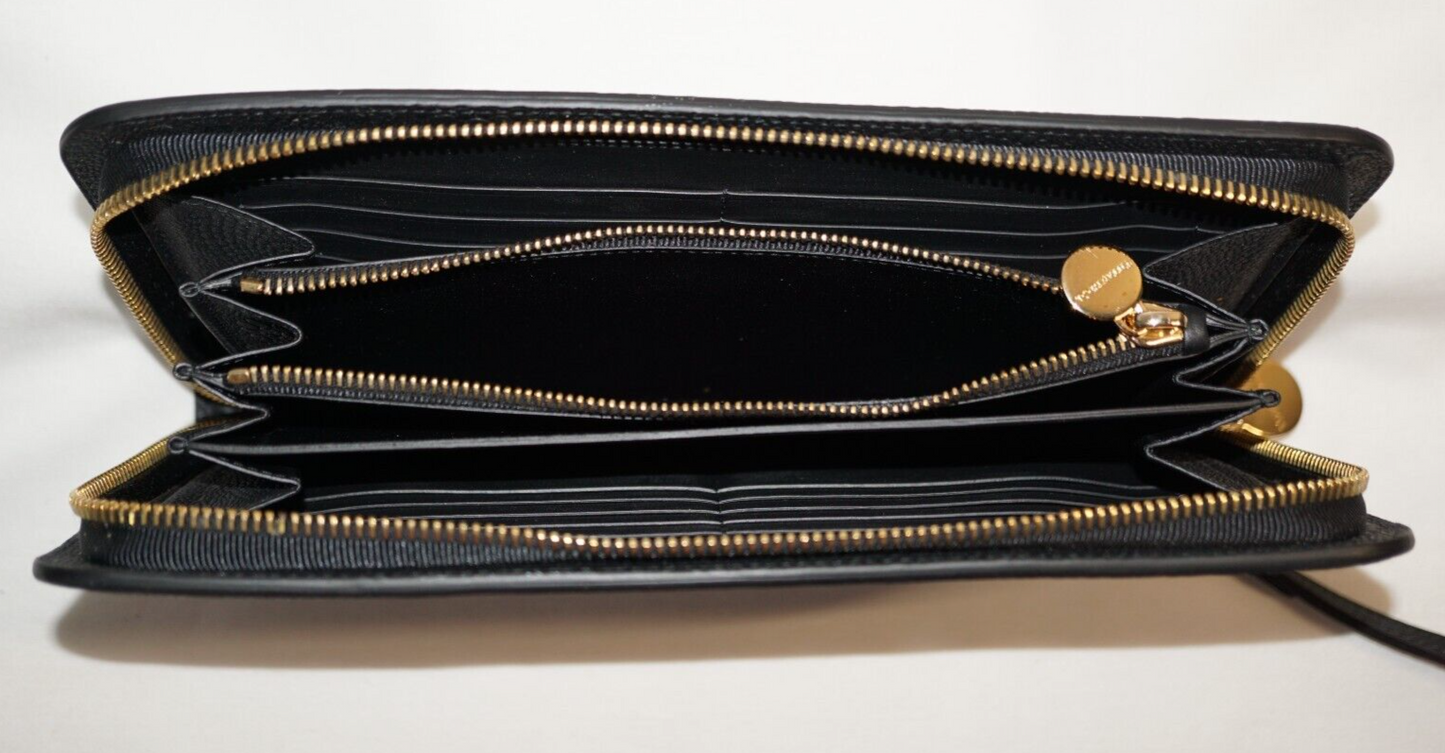 Tiffany & Co. Black Wave Embossed Continental Leather Zip Wallet (InS)52