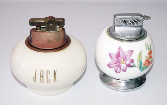 2x Vintage Speciality Table Lighters Bone China & Jack Globe Lighter (Wel) #20