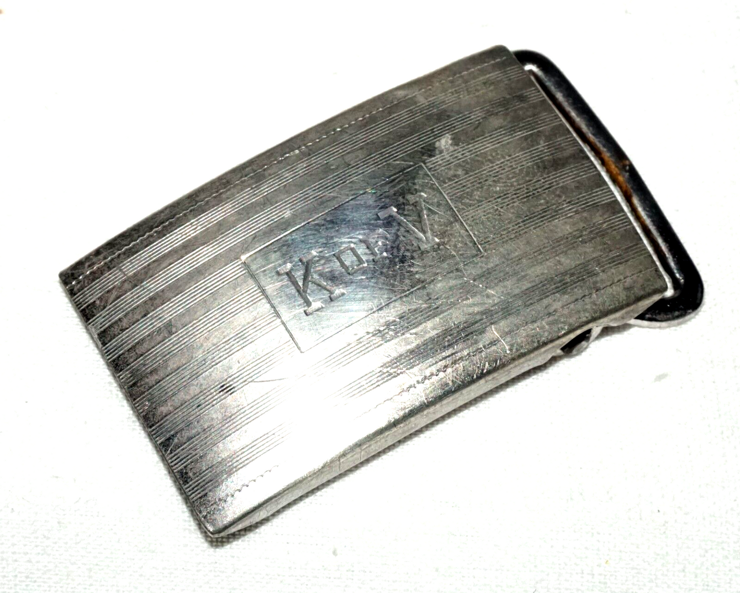 Vintage US Sterling Silver Ladies Belt Buckle "K of V" Engraving by Hayward(PiC)