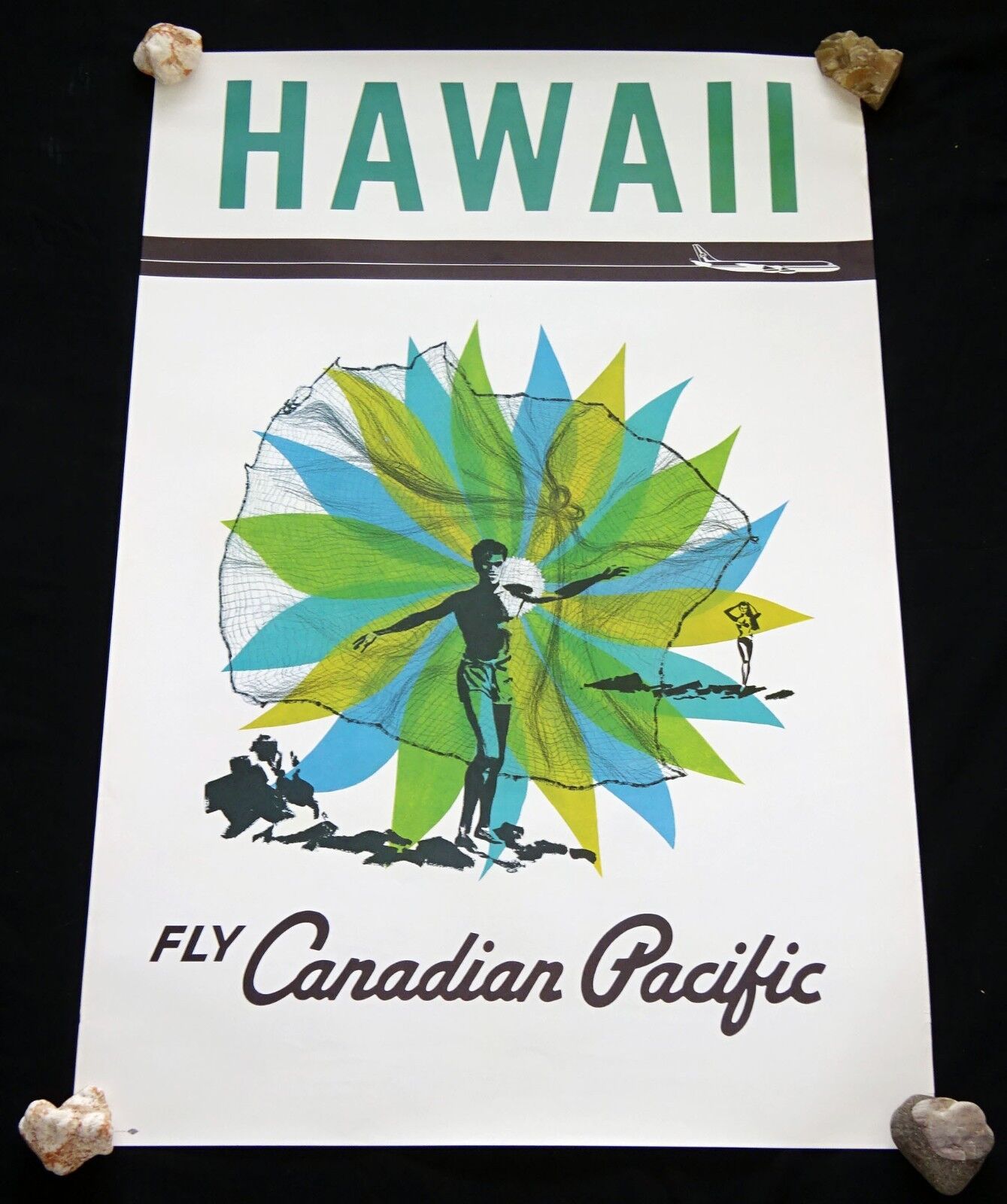 1950 Original Fly Canadian Pacific Hawaii Net Fisherman Poster (HoT)#31