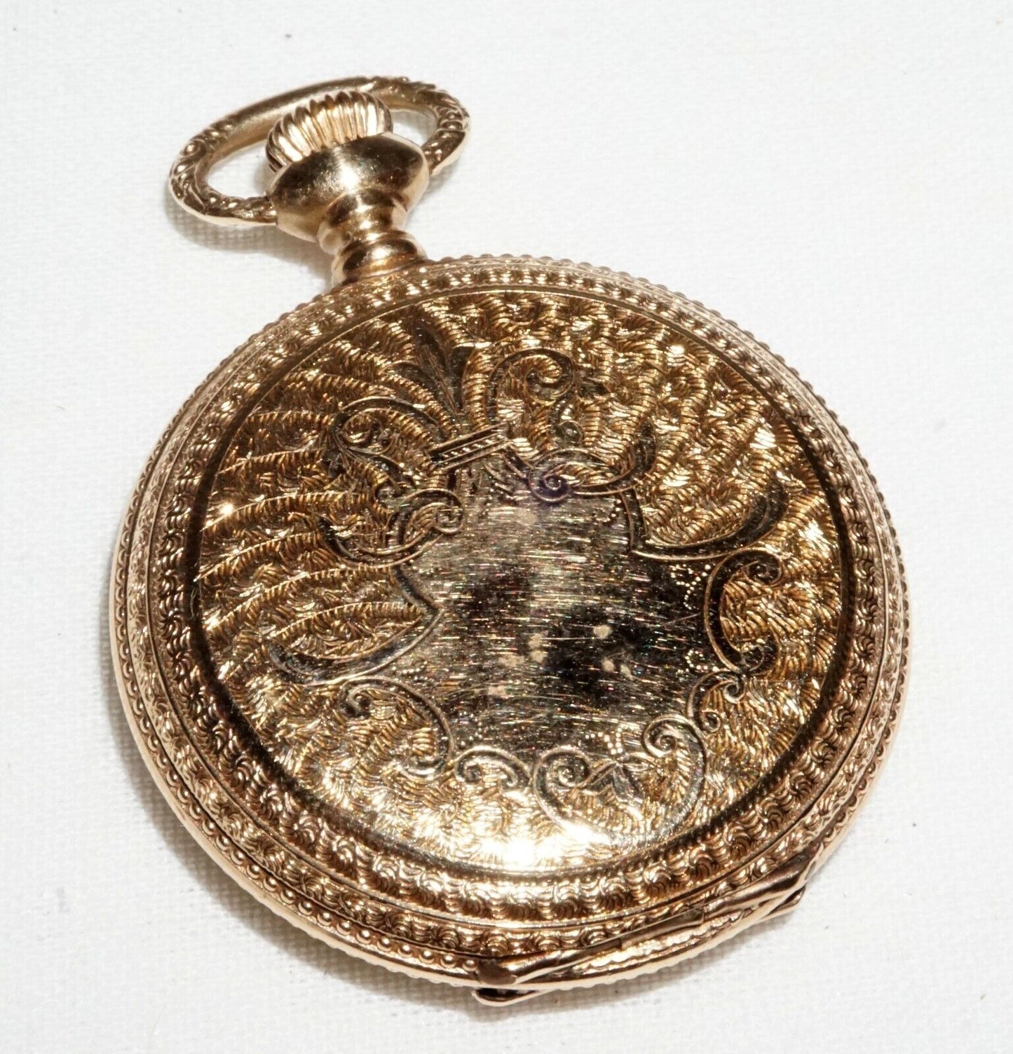 1900 US 14k Yellow Gold Full Hunter Ladies Pocket Watch w. Diamond Elgin (GeB)#3