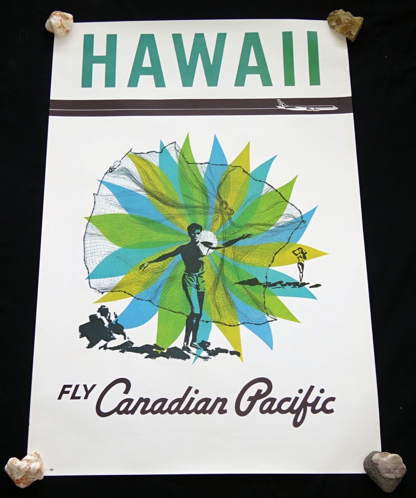 1950 Original Fly Canadian Pacific Hawaii Net Fisherman Poster (HoT)#31