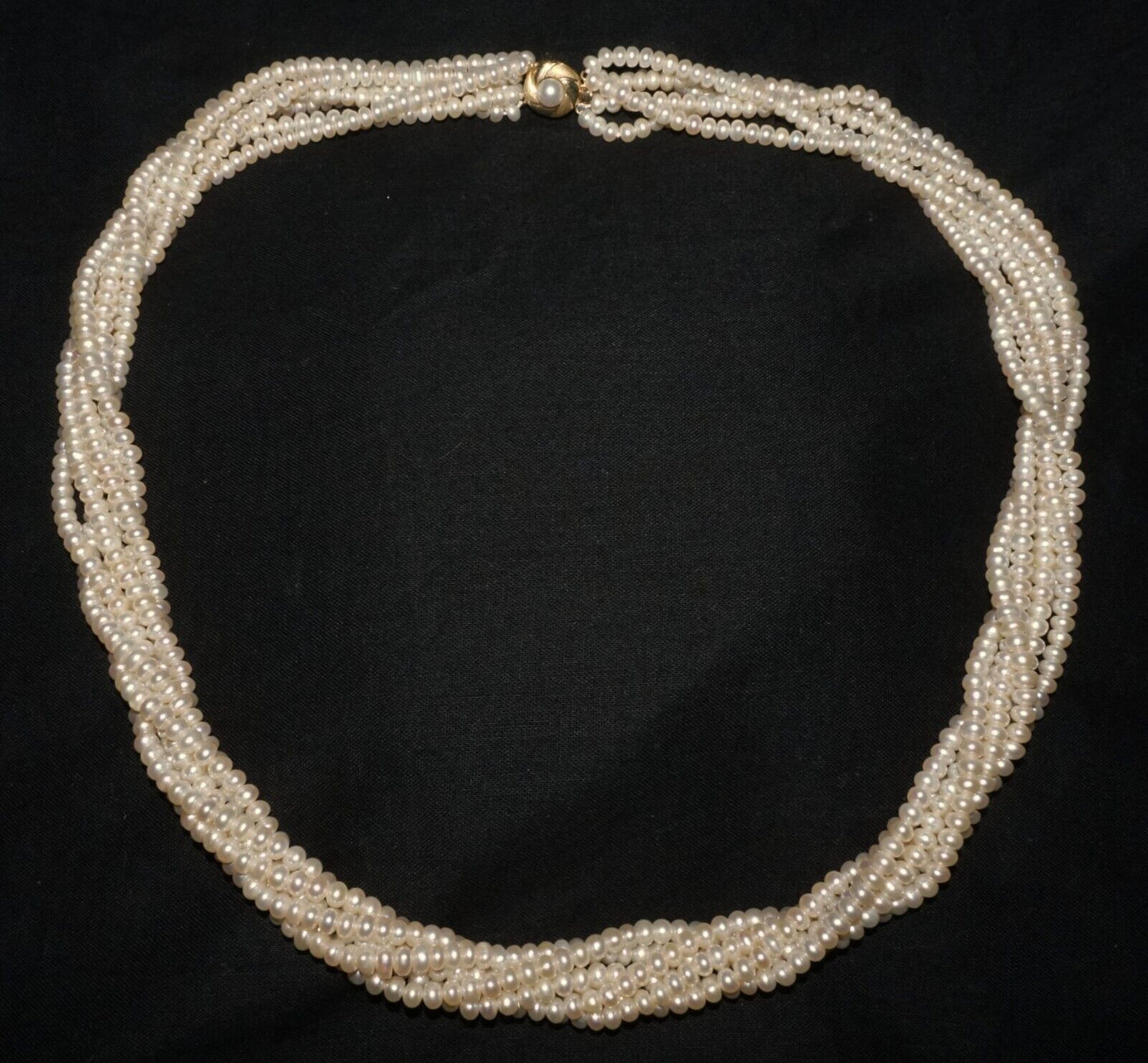 Vintage Matinee Length Freshwater Pearl Six Strand Necklace w. 14k Clasp (ShI)