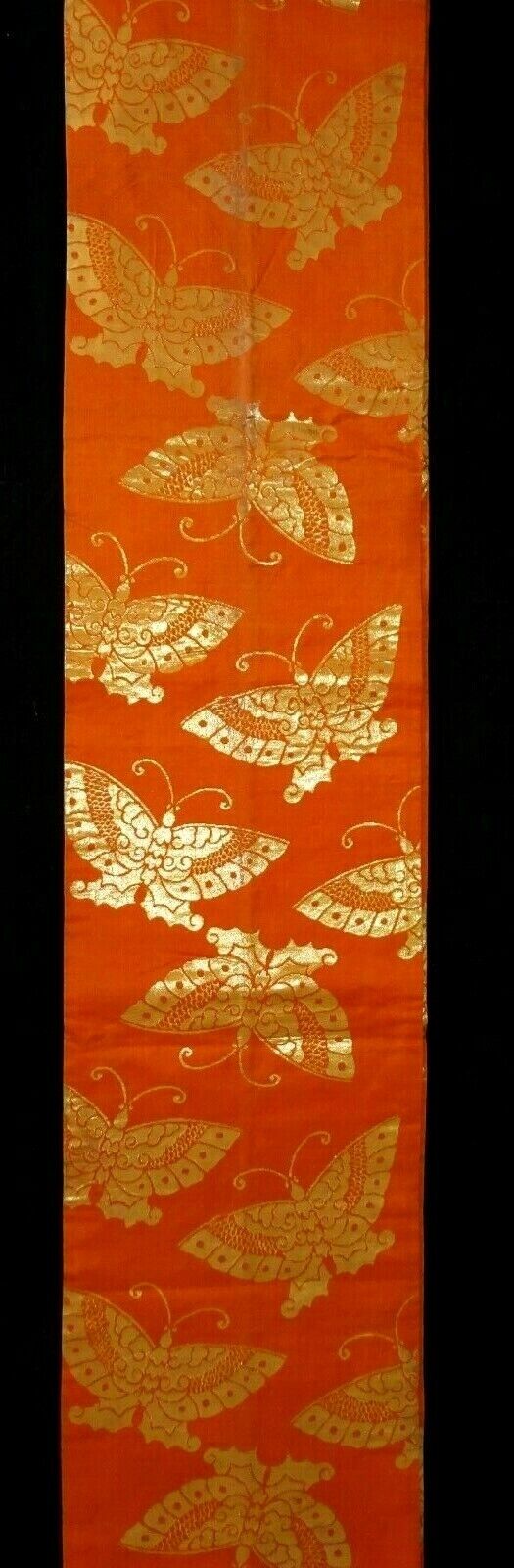 50s Japanese Hand-Loomed Gold-Threat Obi w Chinese Wanli Butterfly Design (Fuj)