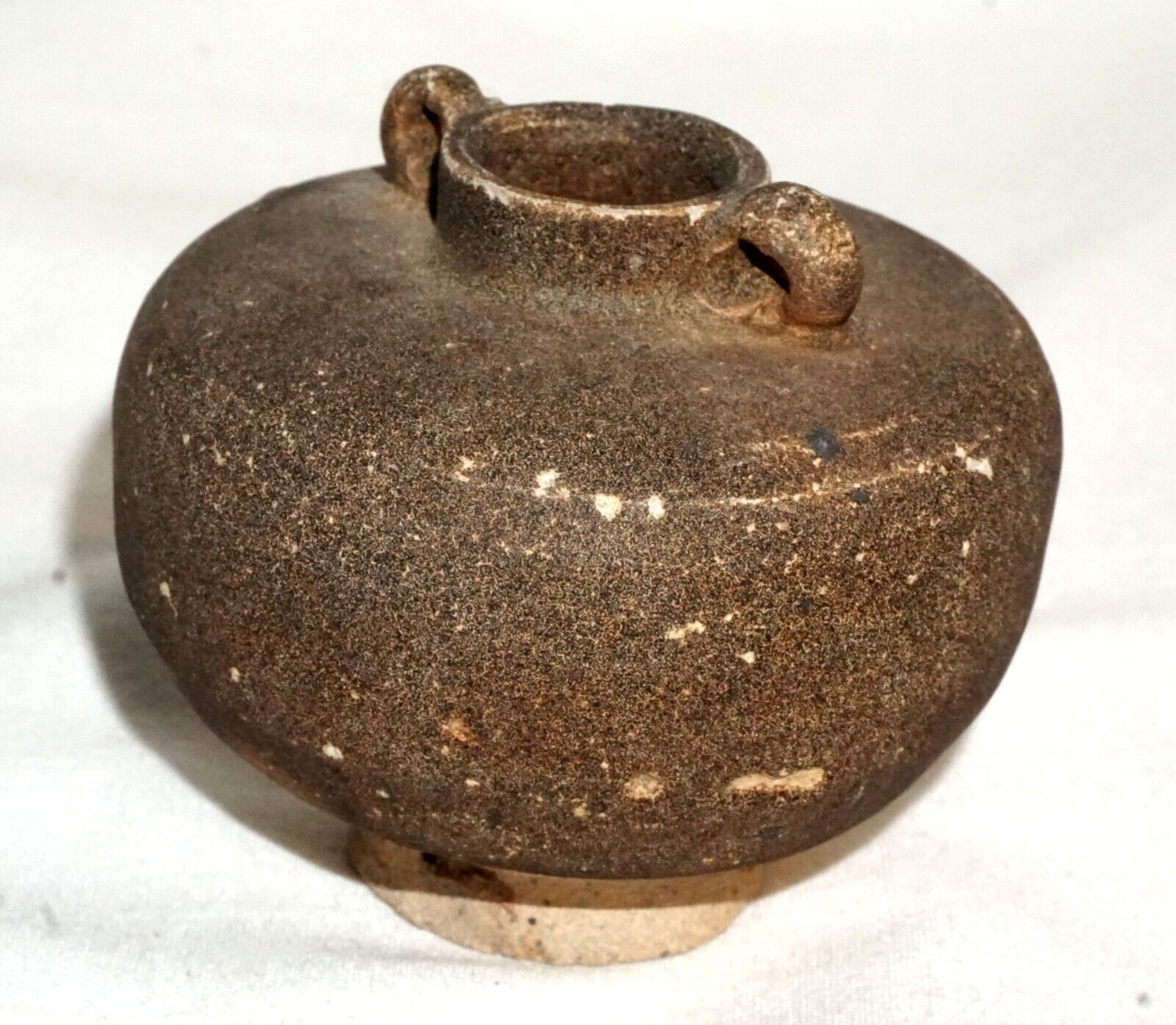 15C Thailand Sukhothai Sawankhalok Brown Glaze Jarlet w. Scroll Handles (JSt)31