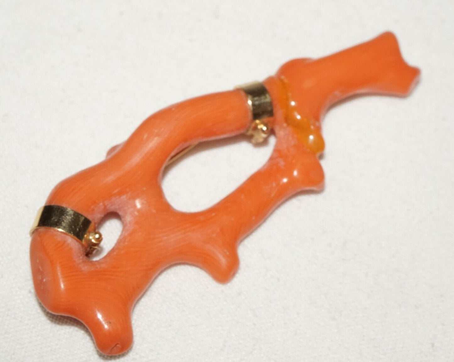 Vintage Chinese Red Coral Branch Brooch - Repaired (LeS)L22