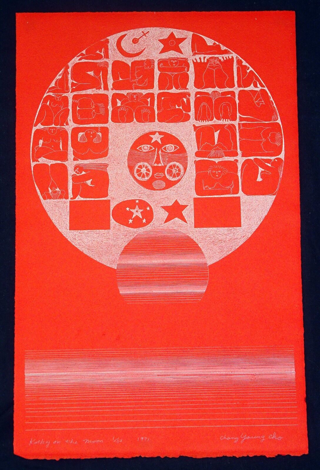 1971 Hawaii Color Print 1/32 "Woman in the Moon" by Chang Young Cho (Ahb)