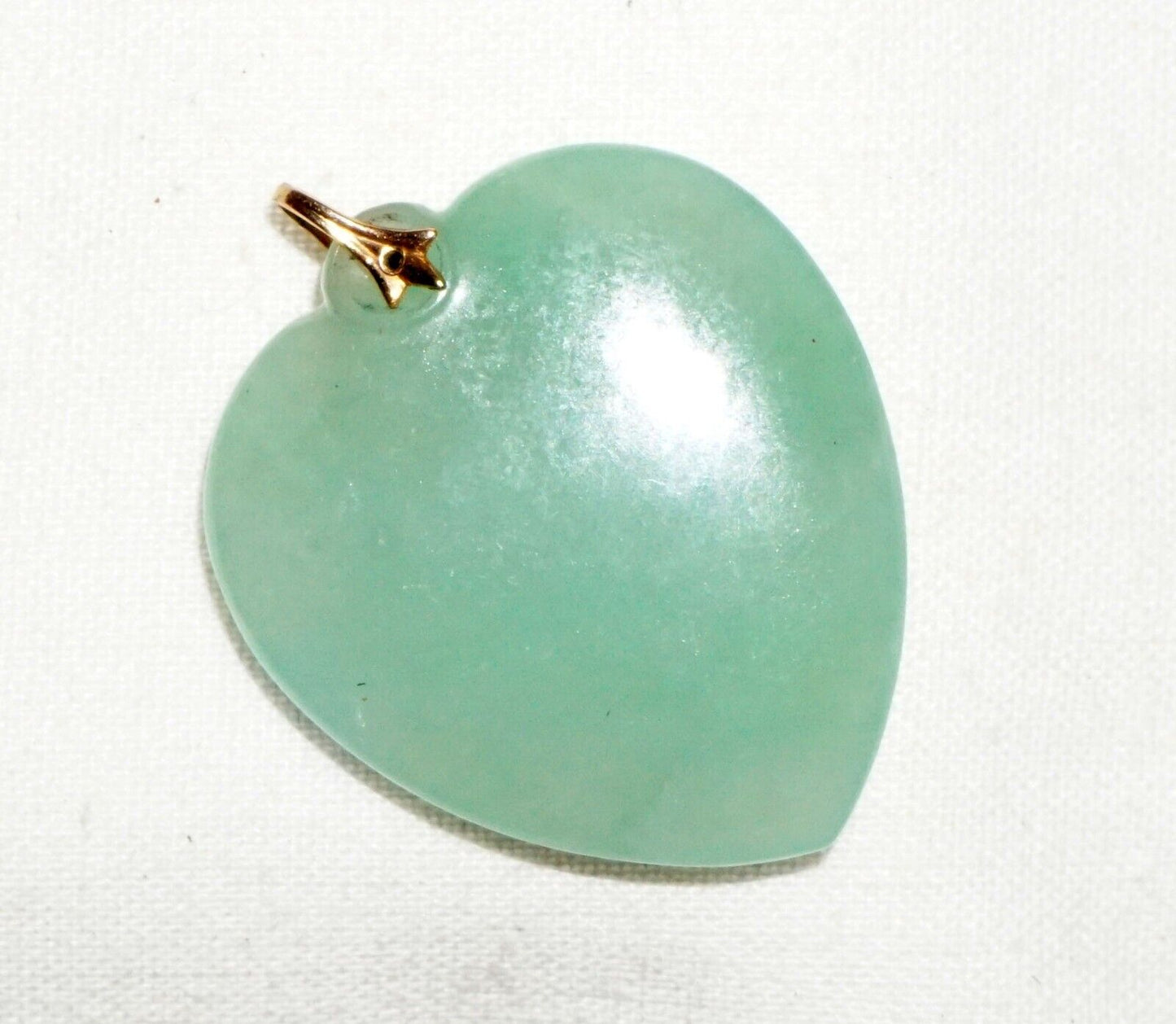 Vintage Chinese Light Celadon Green Jadeite Jade Heart Motif Pendant (***)