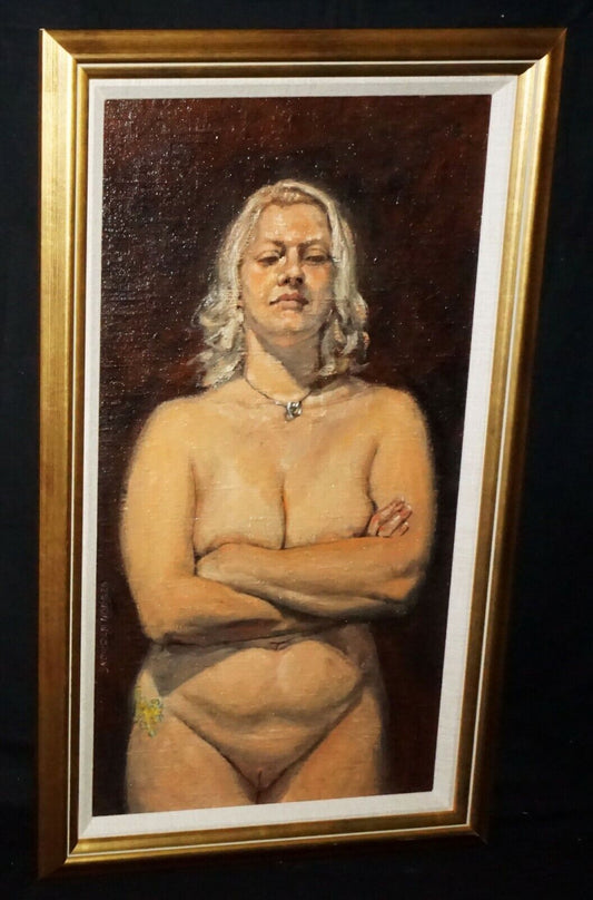 Hawaii Framed Oil Painting Female Nude "Amber w. Attitude" by Snowden Hodges (Sh