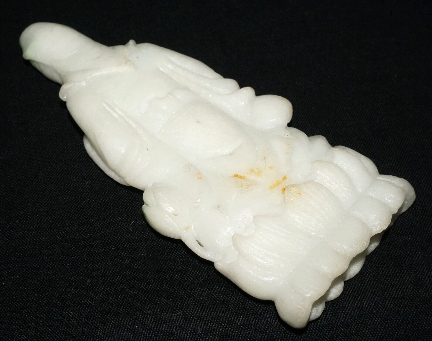 Vintage Chinese White Jadeite Jade Kwan Yin on a Lotus Base (Les)L21