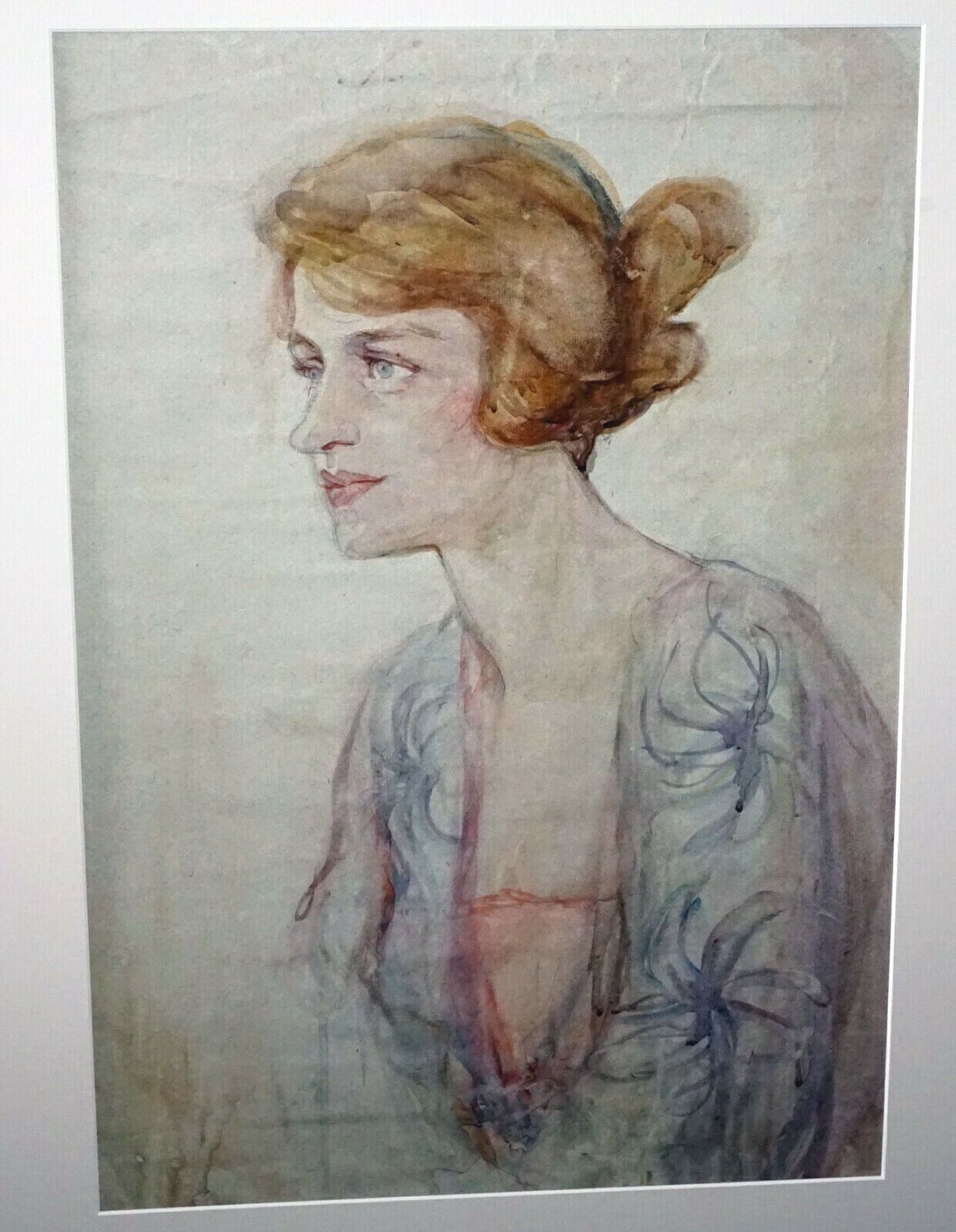 1920s Hawaii WC Painting Self Portrait by Madge Tennent (1889-1972)(DAT)#12