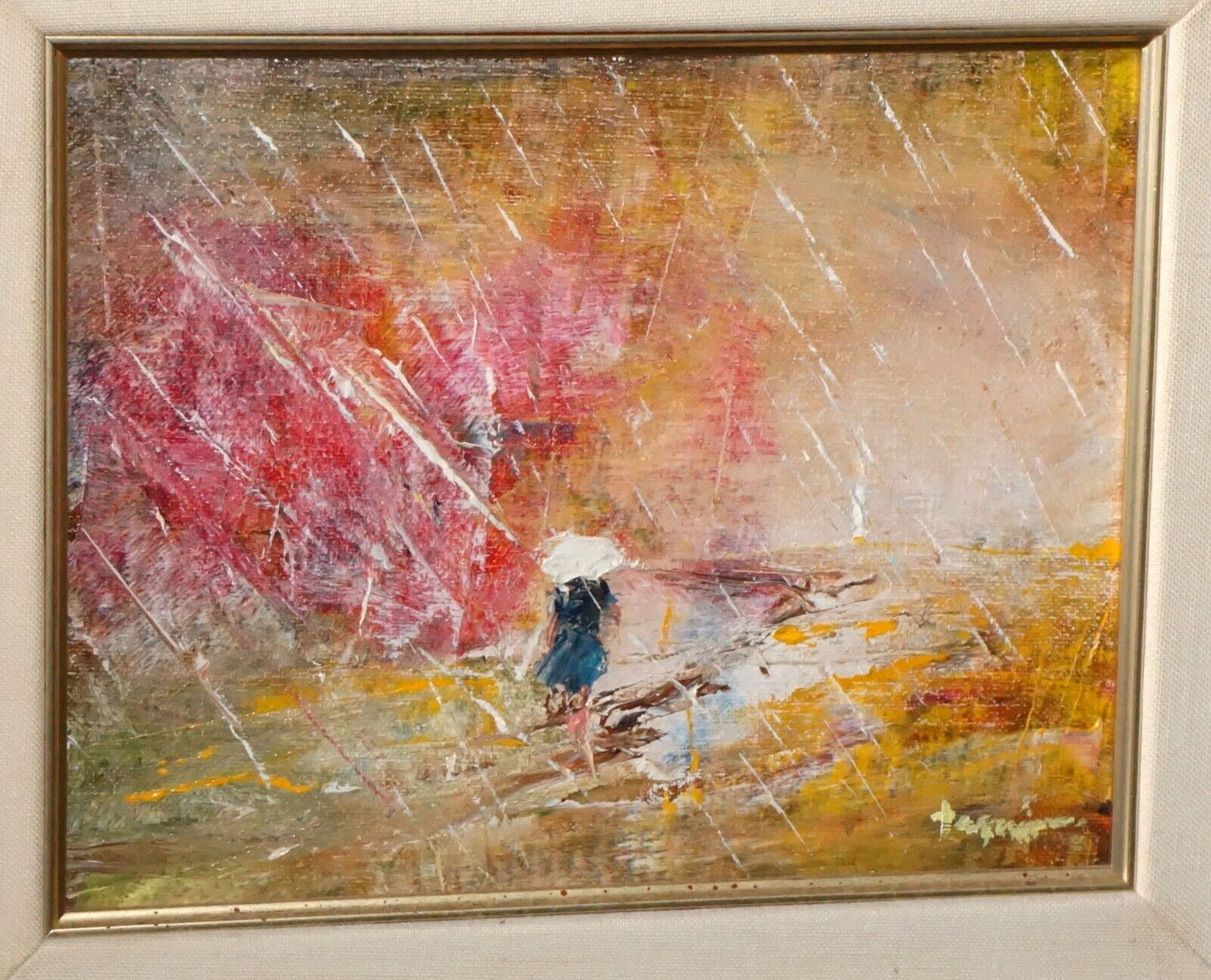 1980s Hawaii Koa Framed Oil Painting "Sunshine & Rain"by Hiroshi Tagami (McA)