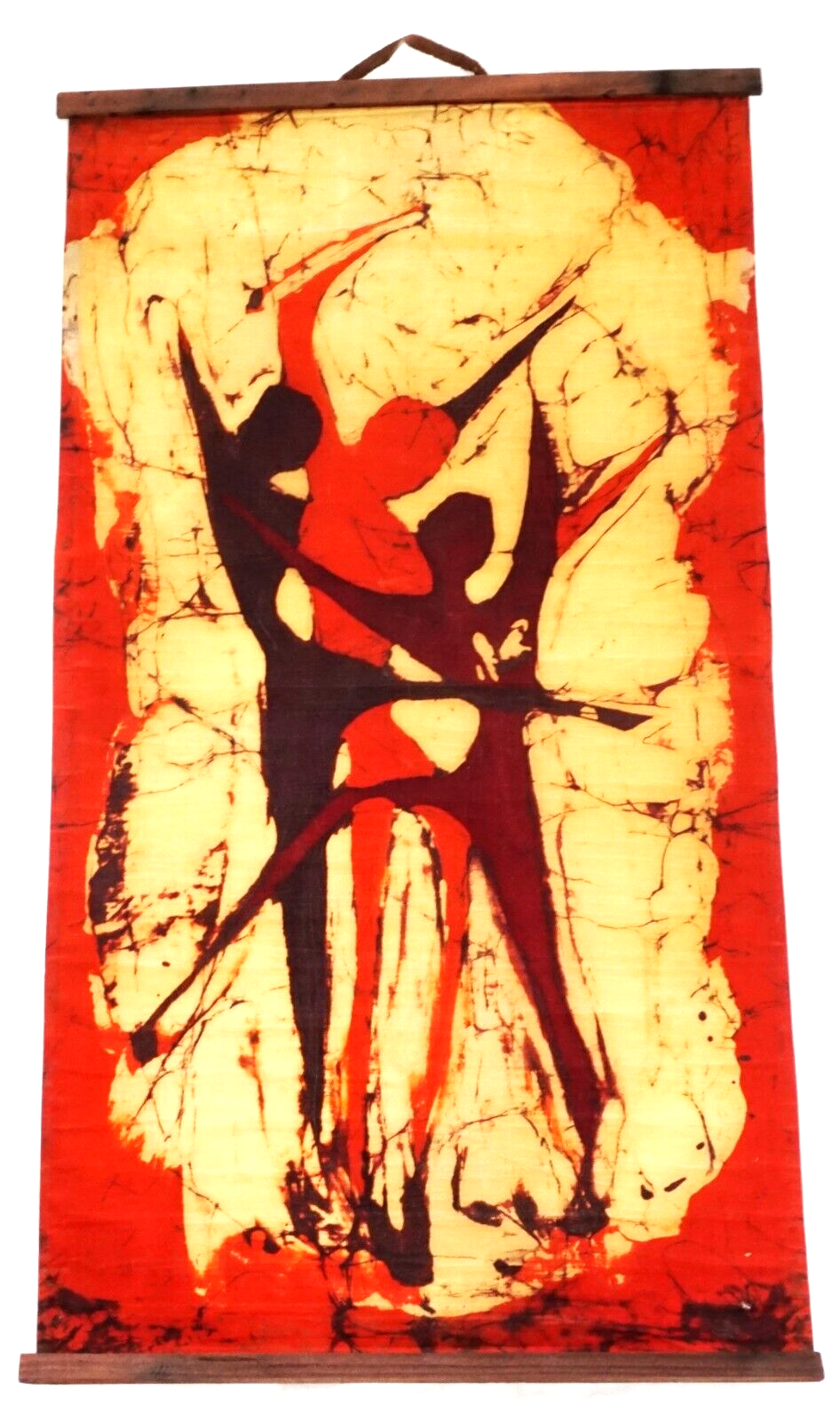 Mid-Century Batik painting on Fabric Three Dancers by unknown artist (LHa)