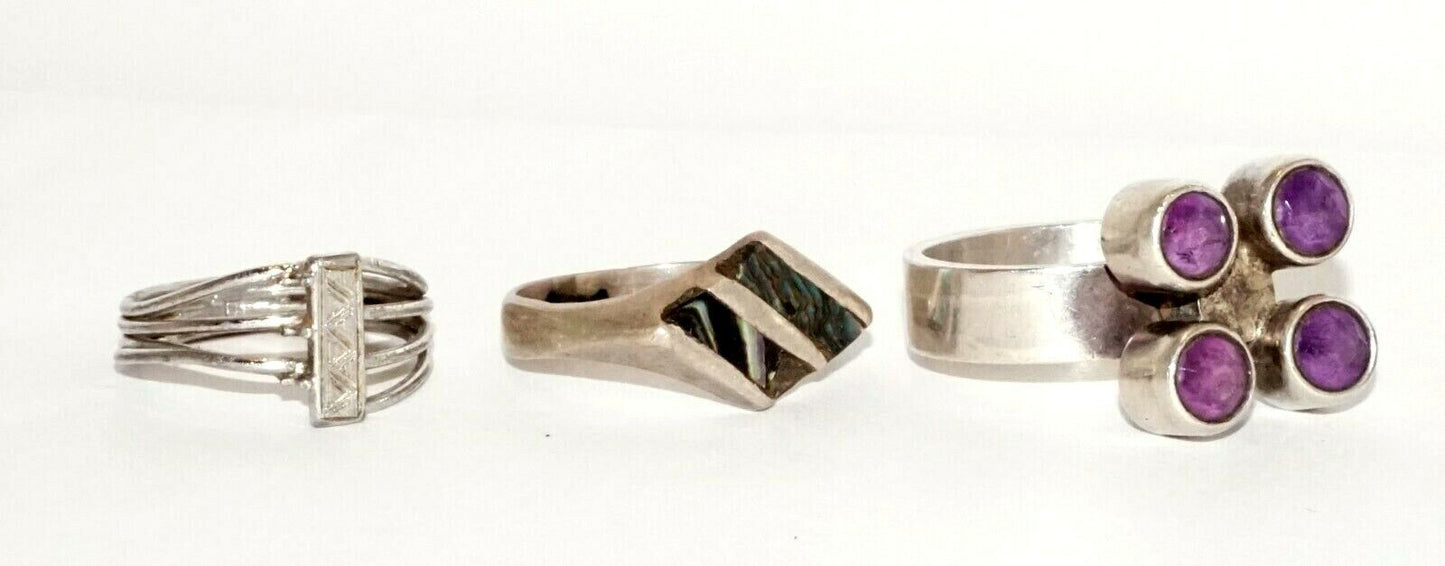 1+2Pc Mid Century Finland Sterling Silver Ring Sz 7 by Kupittaan Kulta (LeP)