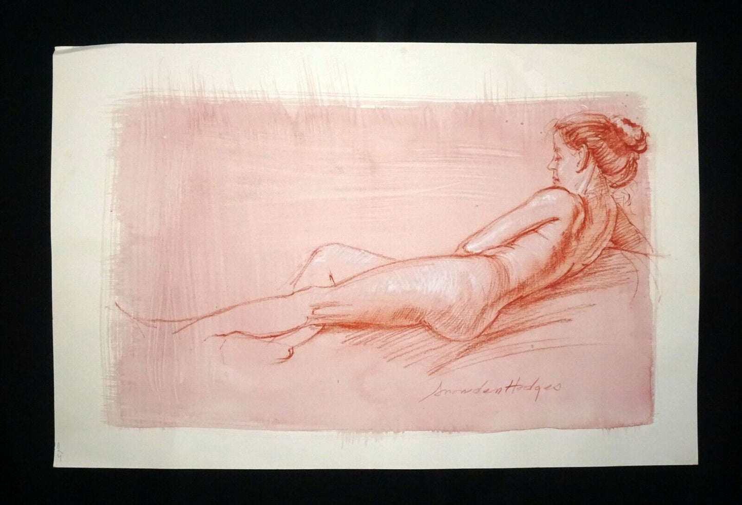 Hawaii Mixed Media Wash Painting Reclining Female Nude Snowden Hodges (Sho)#120