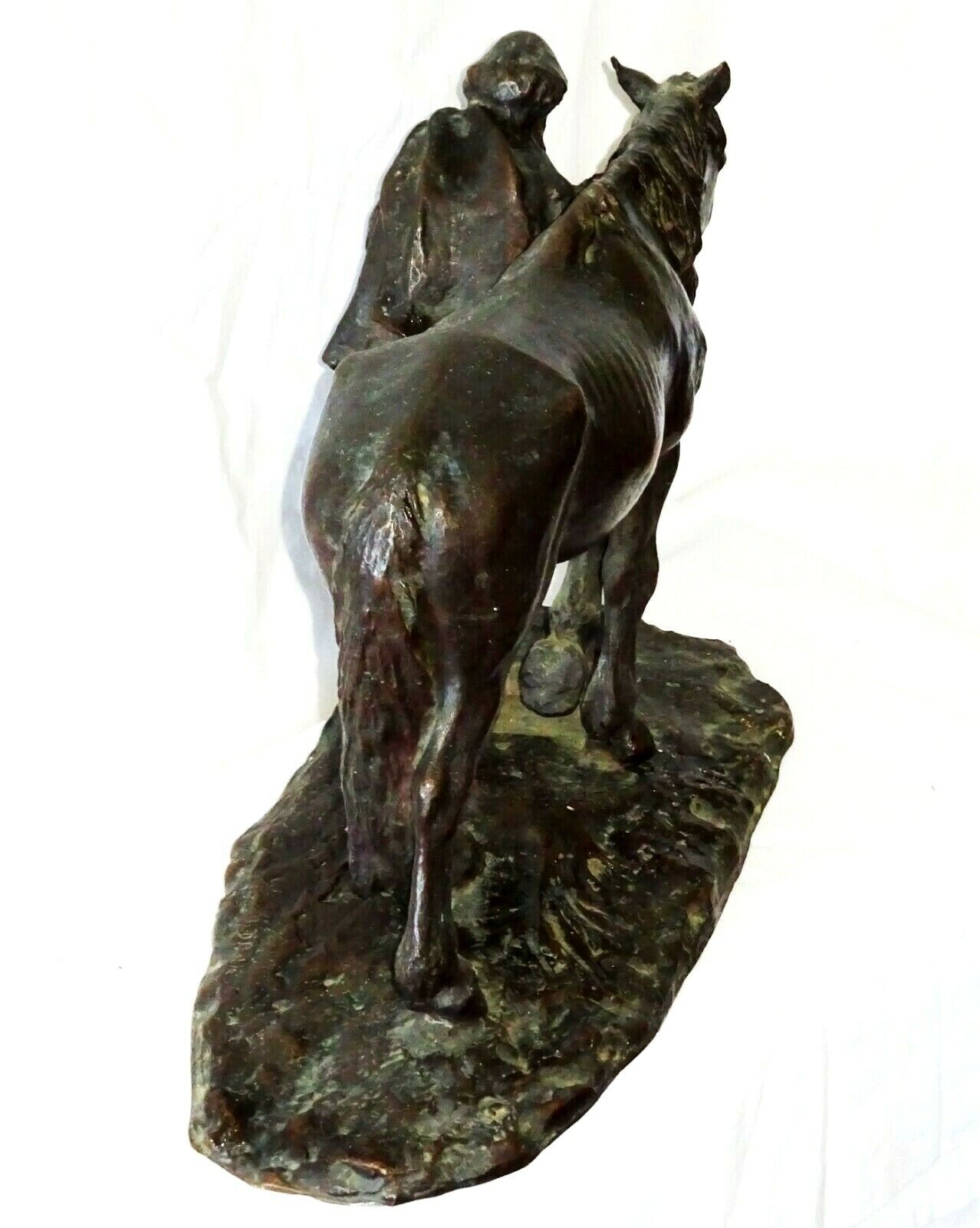 Vintage US Bronze Sculpture "Farmer Leading his Horse" by B.D. Cable (New)