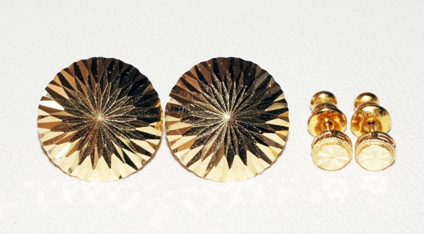 2x Pairs US 14K Yellow Gold Stud Earring Lot Mini & Umbrella Design (SaR) #72