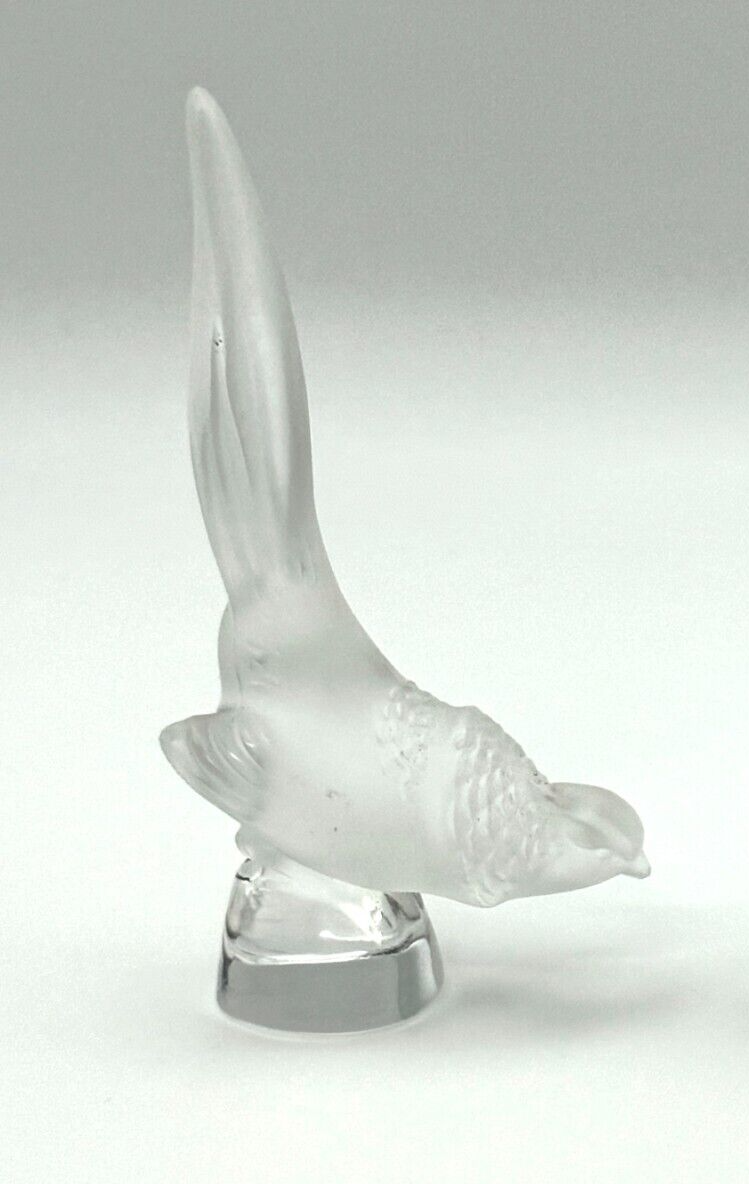 Vintage French Frosted Crystal Lalique Pheasant Figurine 3.75" (TuC)