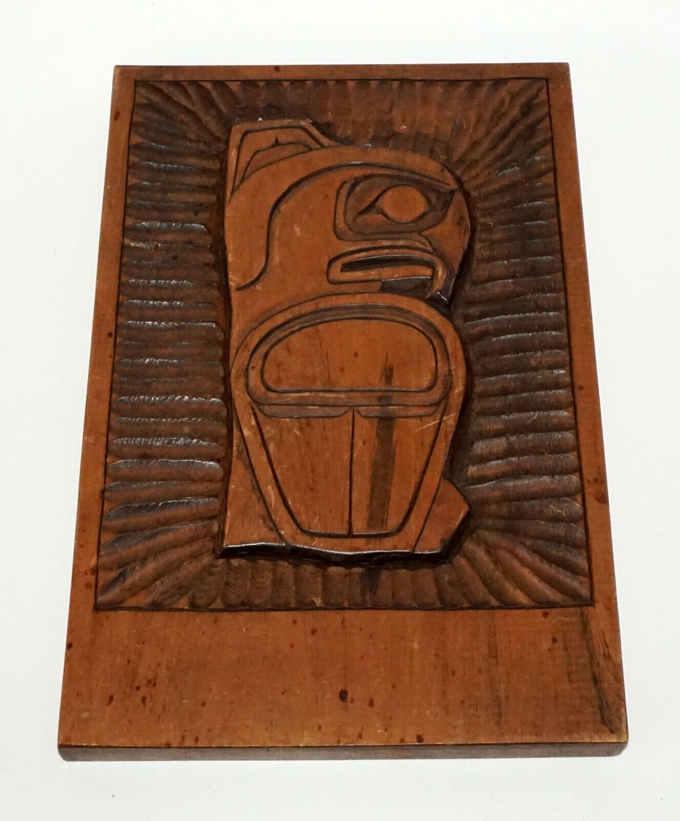 1973 N.W. Coast Kwakiutl Carved Wooden Plaque by Dennis Matilpi (B. 1951)(Nil)