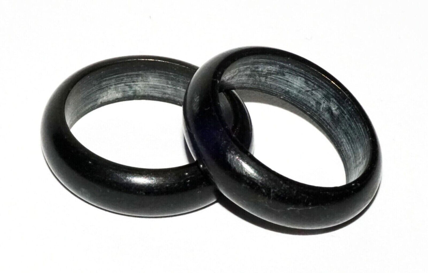 2Pc Vintage Chinese Black Onyx Rings Sz.8 (LeS) R17