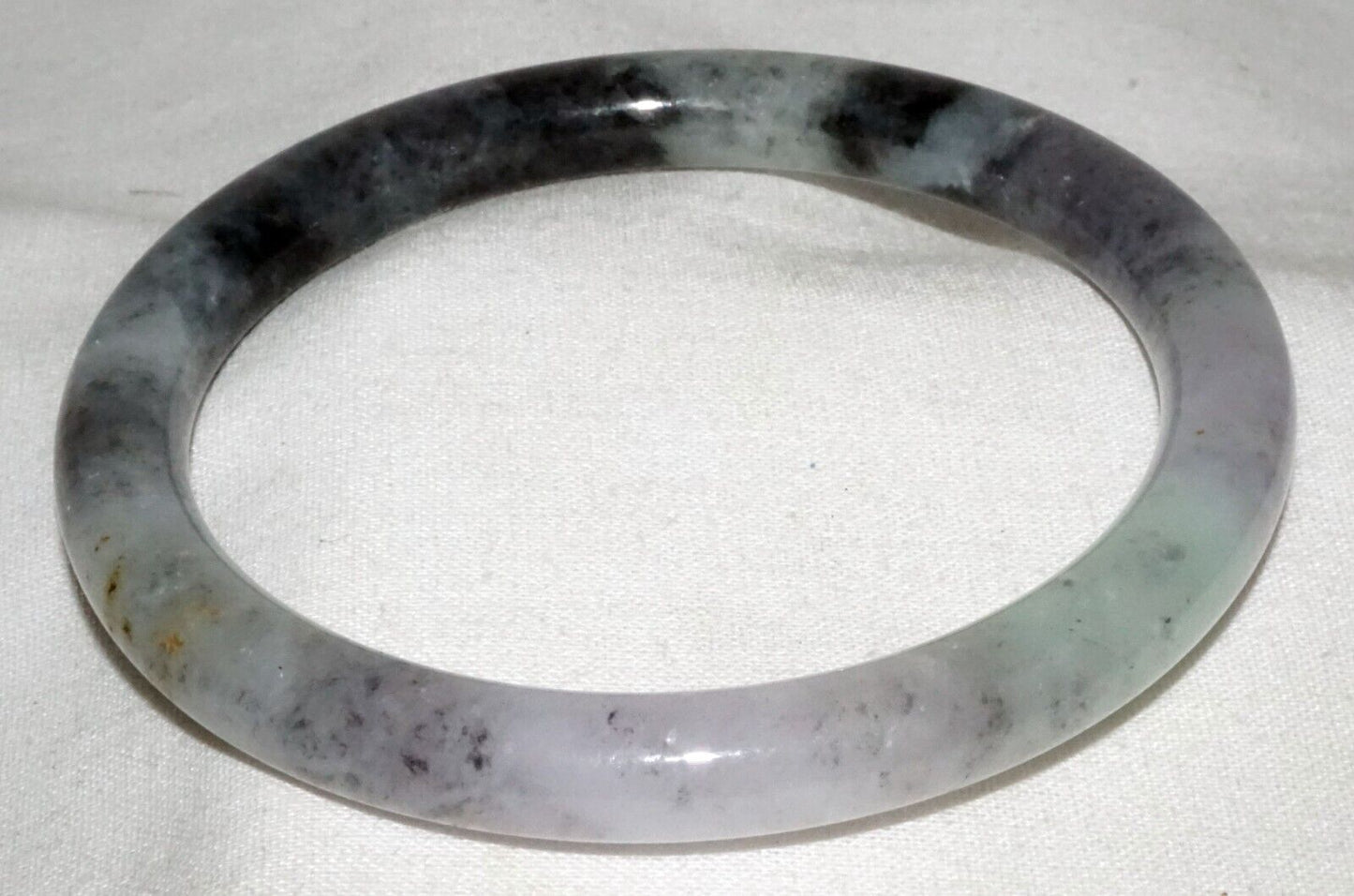 Vtg Chinese Mottled Grey Green Lavender Jadeite Jade Bangle Bracelet (LeS)L25