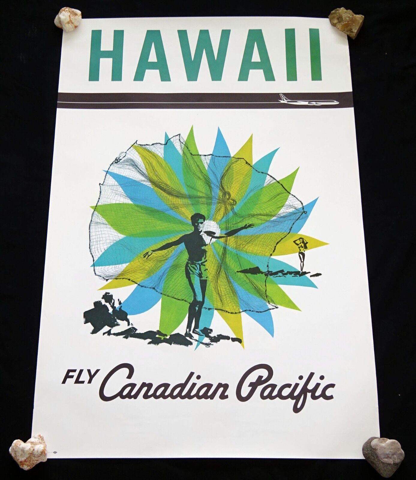 1950 Original Fly Canadian Pacific Hawaii Net Fisherman Poster (HoT)#31