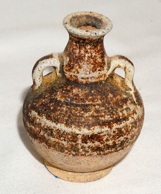 15C Thailand Sukhothai Sawankhalok Brown Glaze Jarlet w. applied Handles (JSt)29