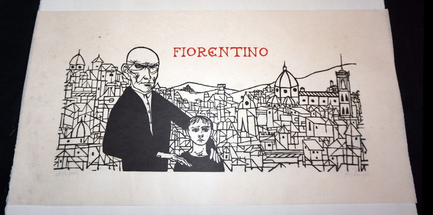 1952 US NY Block Print A.P. "Fiorentino" by Leonard Baskin (1922-2000)(Mod)