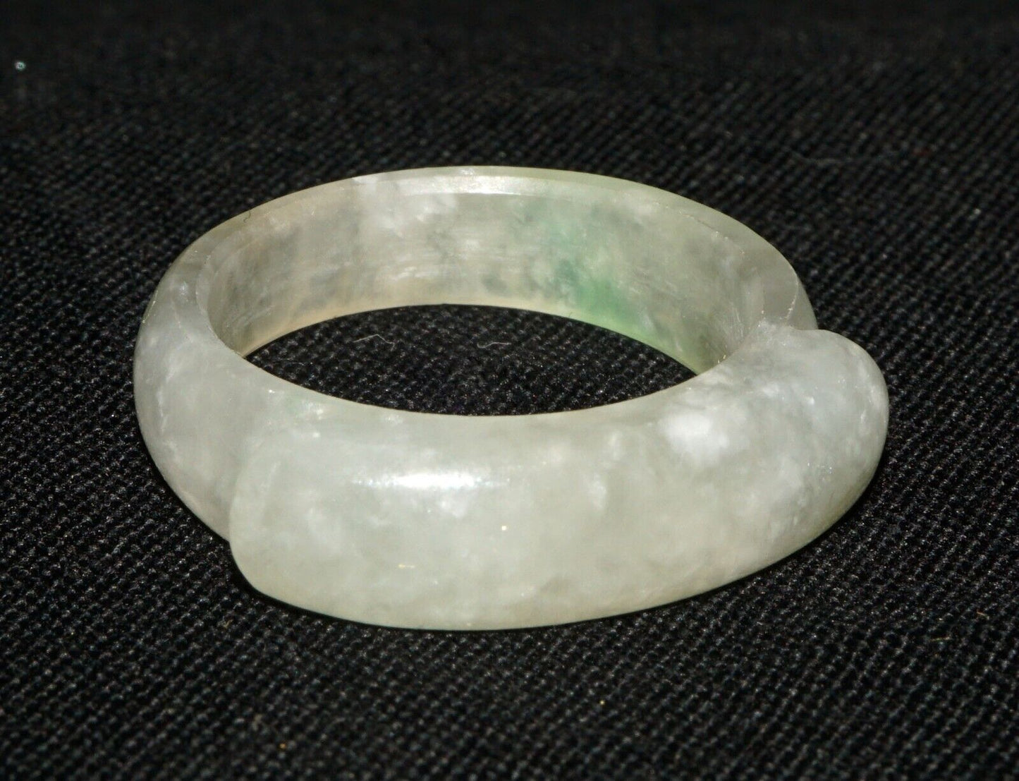 Vintage Chinese Semi Translucent Grey Green Jadeite Jade Saddle Ring Sz.8 (OdC)