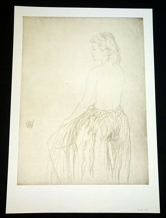 1927 Hawaii Etching Print Grass Skirt Girl by John Melville Kelly (Kel)