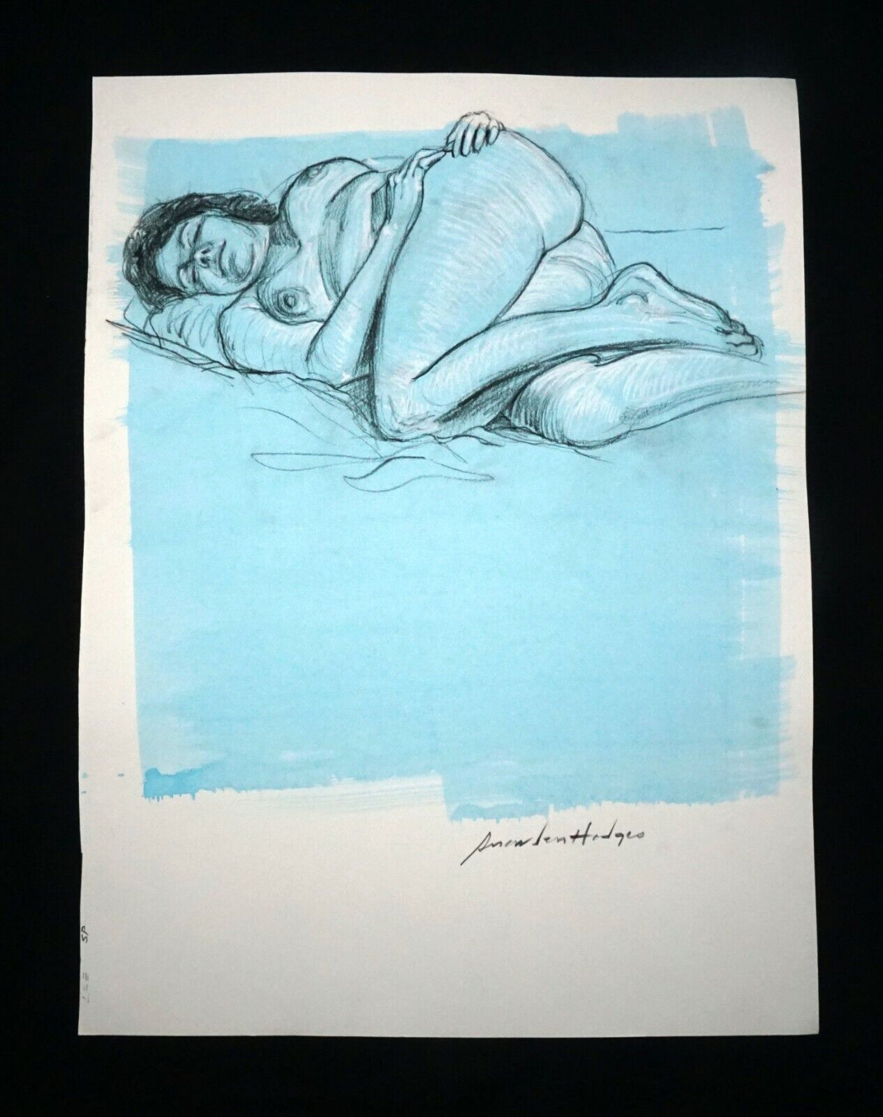 Hawaii Mixed Media Wash Painting Sleeping Female Nude Snowden Hodges (Sho)#145