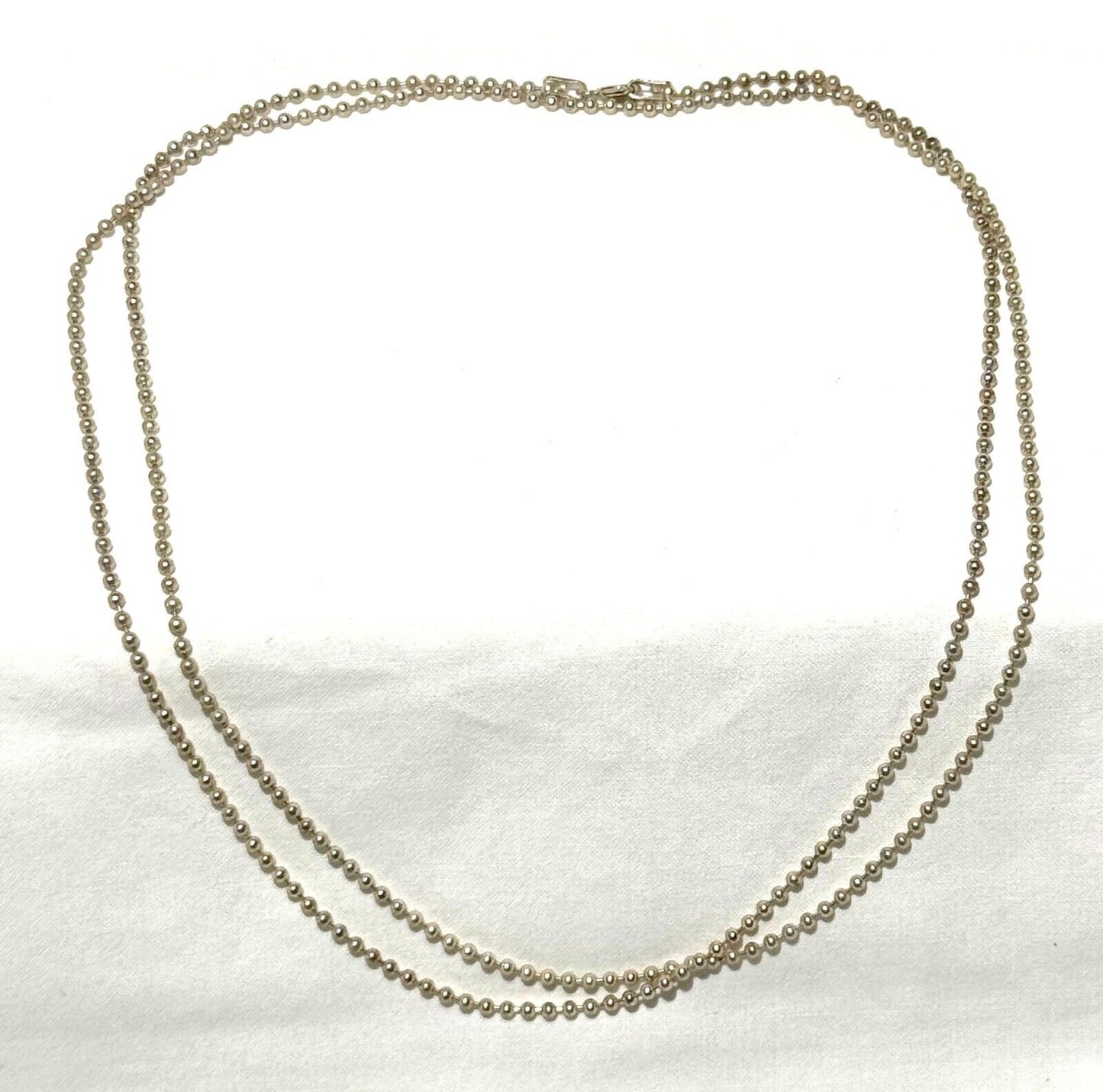 Italian Sterling Silver 925 Bead Necklace 29.5" w Spring Clasp (KiL)24