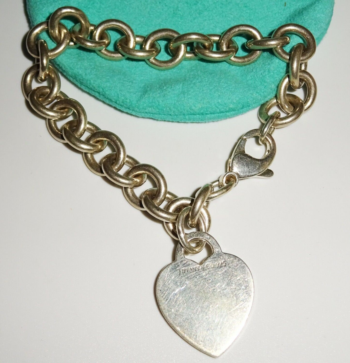 Vintage US Sterling Silver Heart Tag Oval Link Bracelet by Tiffany & Co. (HoP)