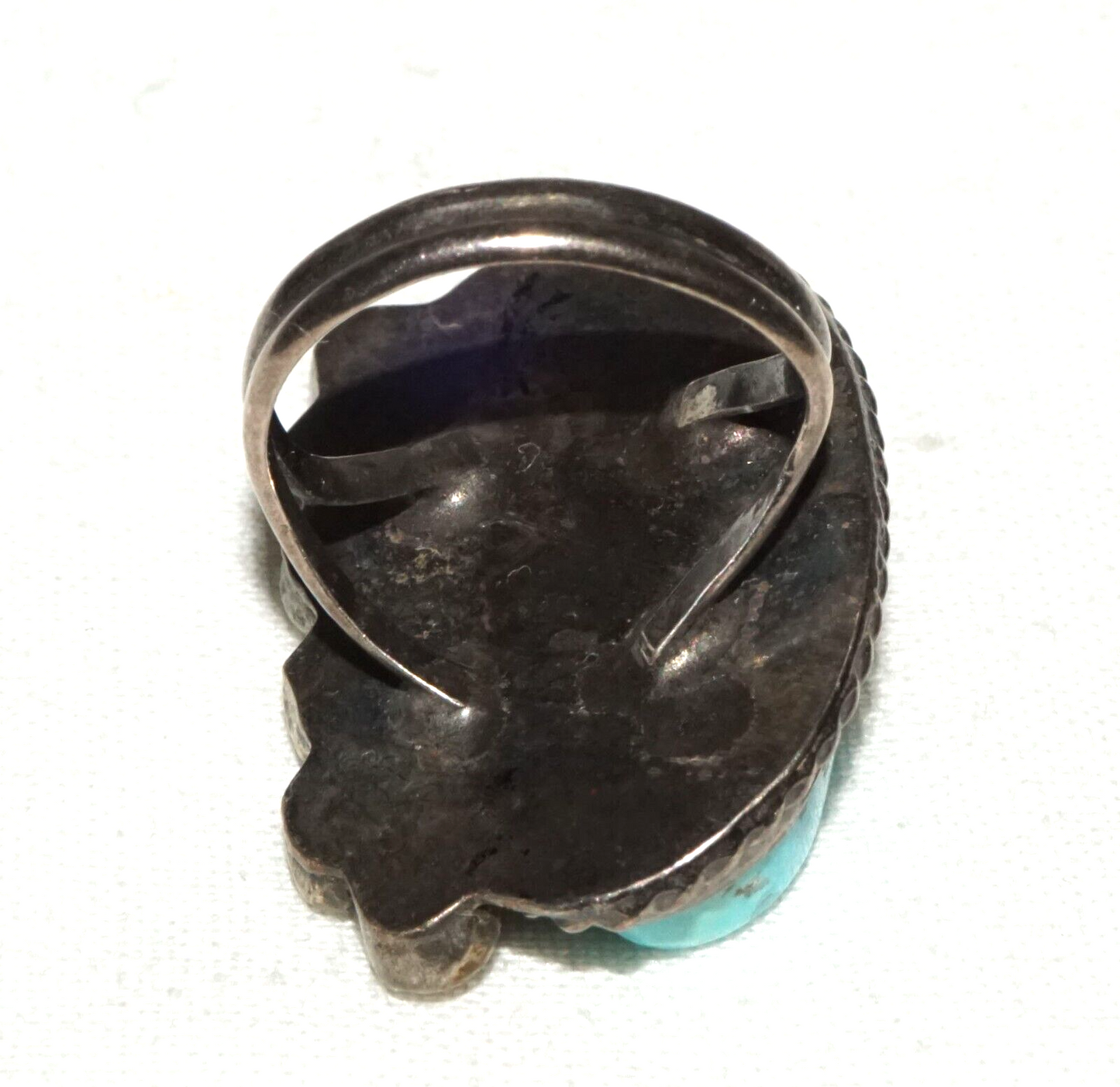 Vintage S.W. Silver Ring Sz.5 w. Attractive Turquoise Accent (LeS)L18